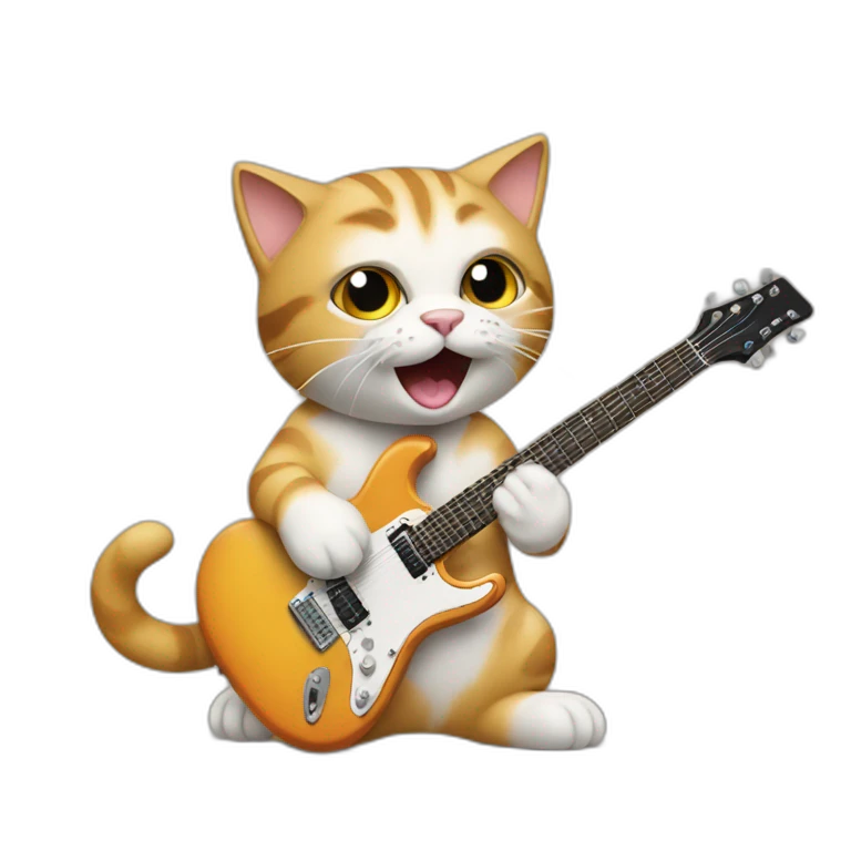 Cat playing a eletric guitar emoji