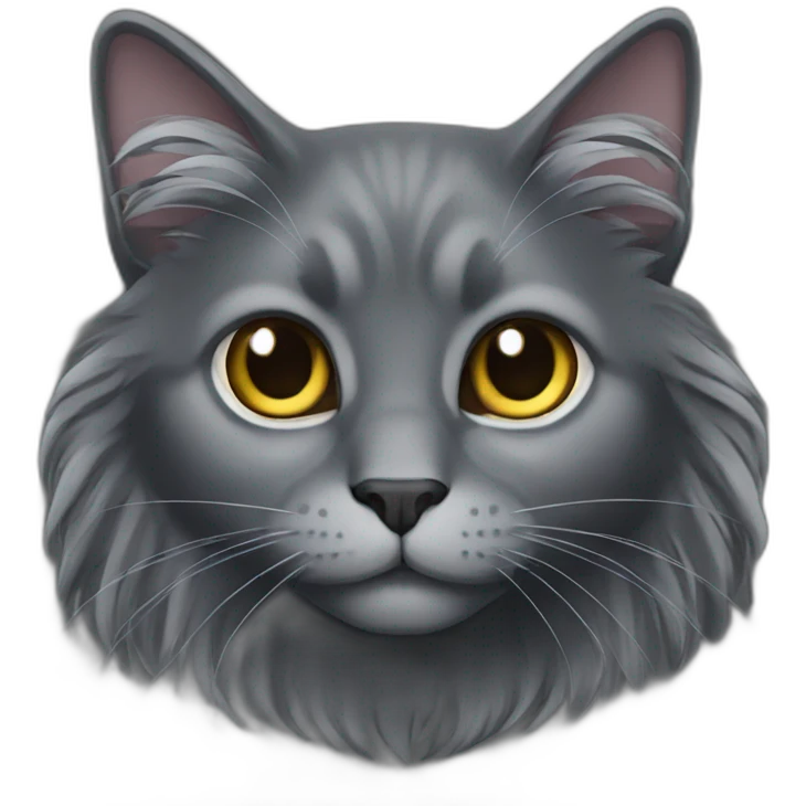 all dark grey cat long hair　fold ear emoji