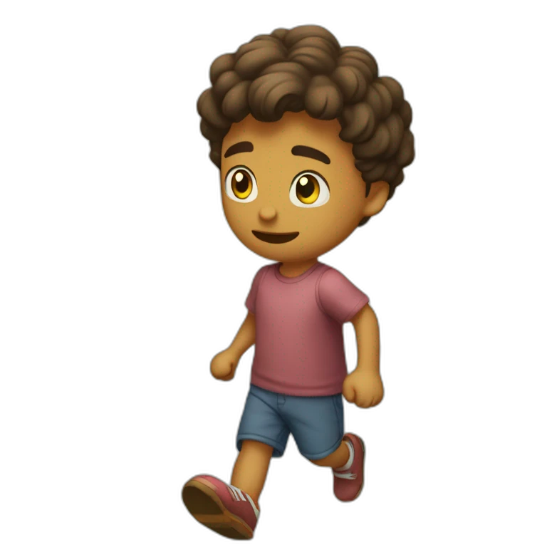 Um menino correndo que nem um doido  emoji