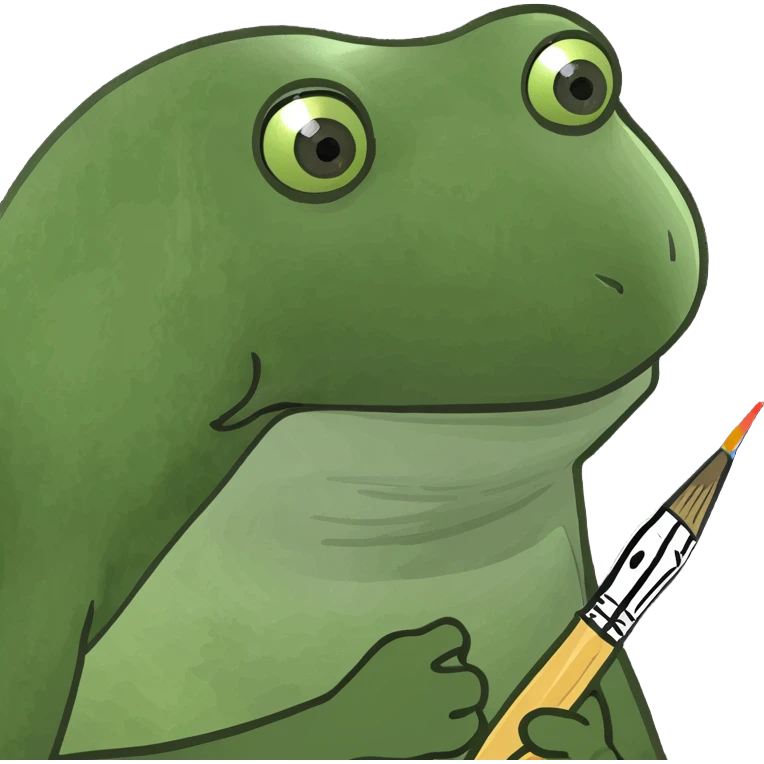 Frosch mit pinsel in der hand emoji