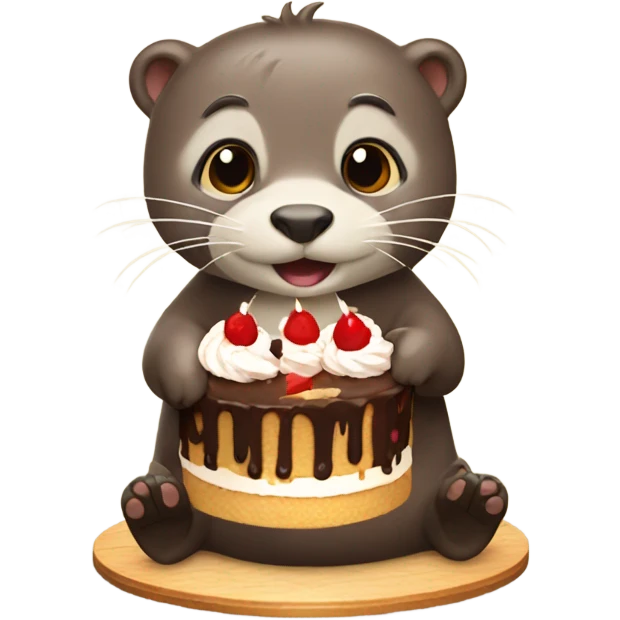 Otter with a birthday cake emoji