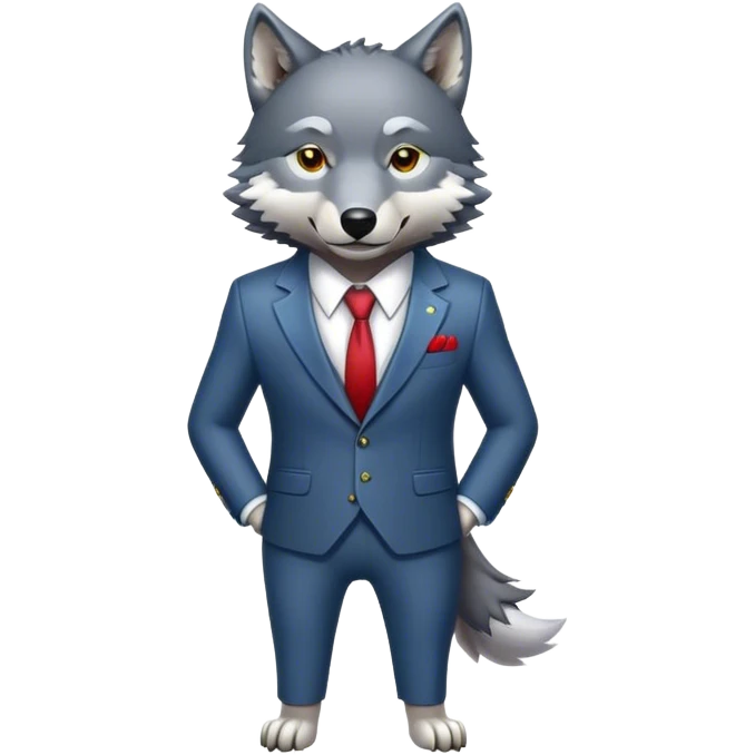 a wolf wearing a suit emoji
