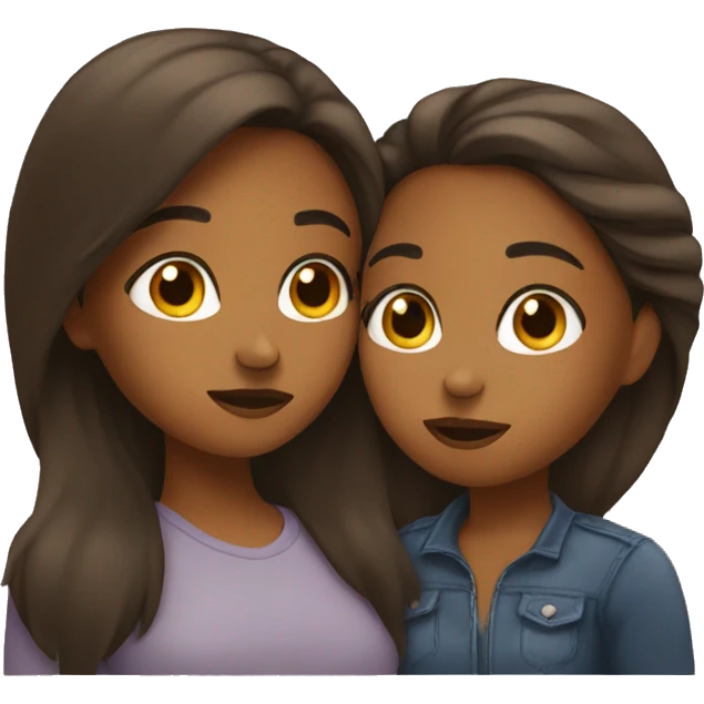 Two brown girls kiss emoji