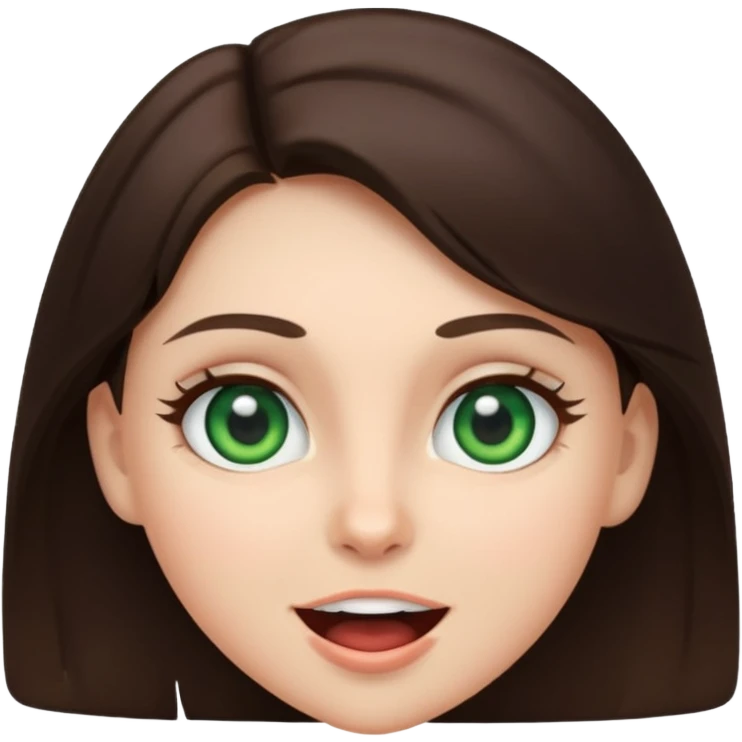 Brunette girl with green eyes who is excited  emoji