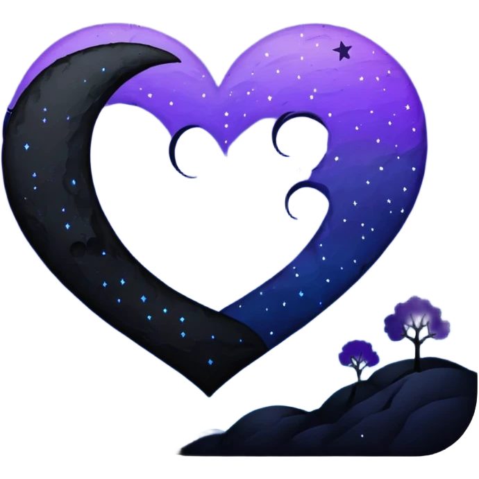 emo heart with night sky and crescent moon emoji