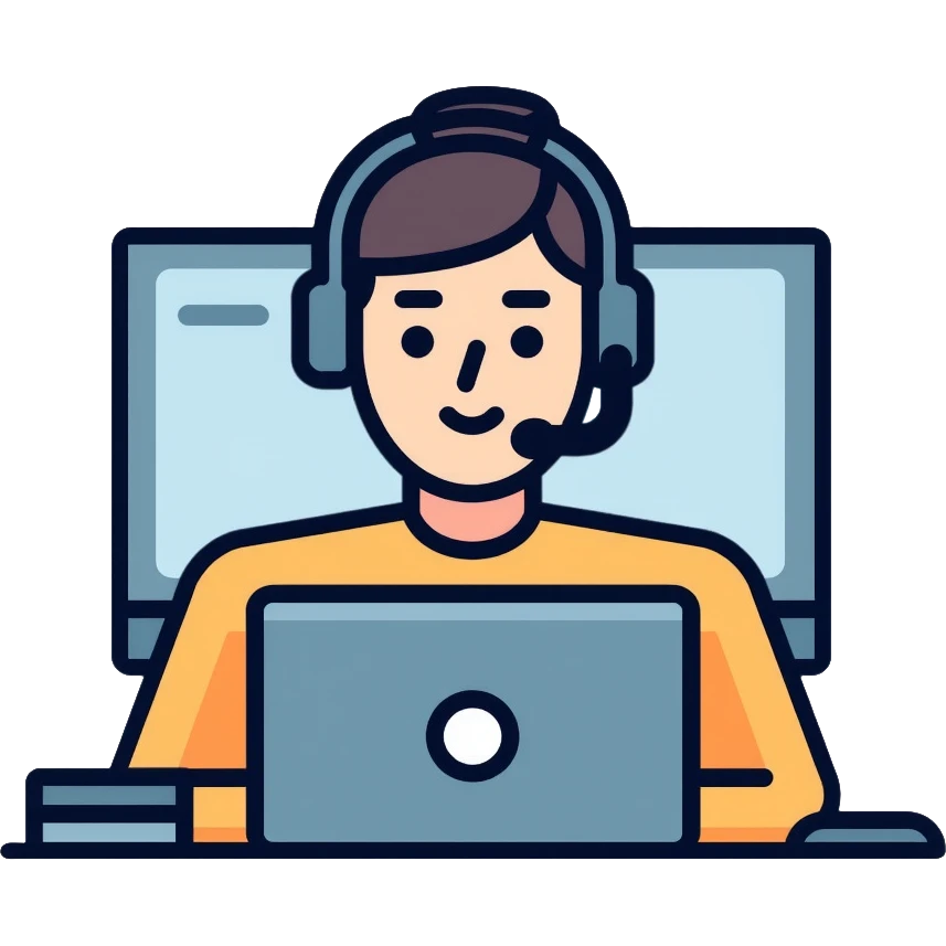 Junior IT Specialist with small laptop, single monitor, basic tools emoji