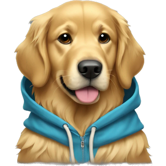 Golden retriever wearing a hoodie emoji