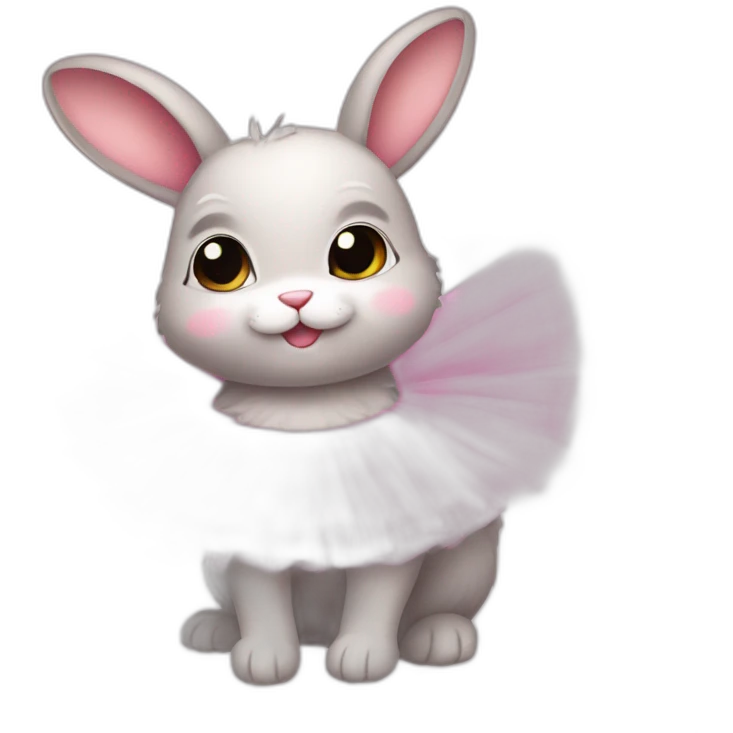 cute feral rabbit in a pink tutu emoji