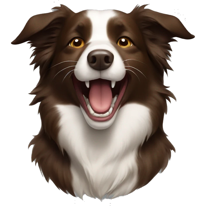 Brown border collie laughing emoji