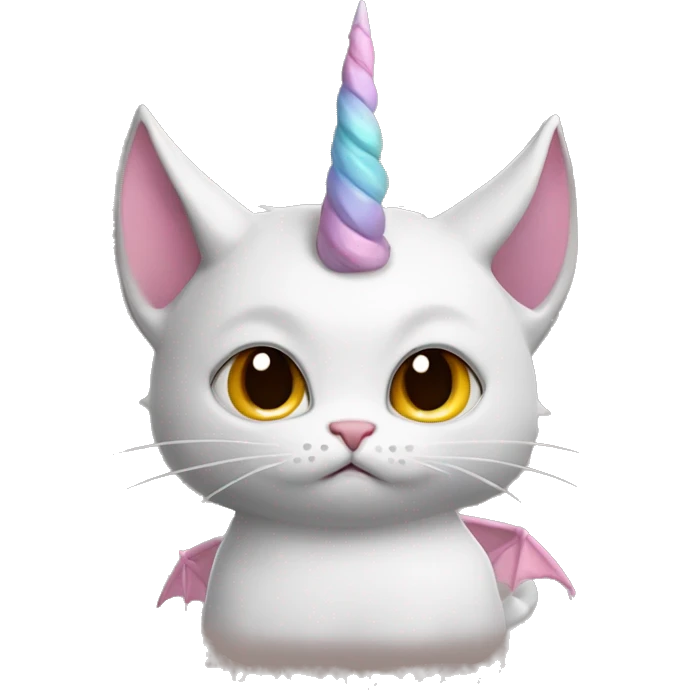 Cat with unicorn horn and dragon wings and pouting choolate emoji