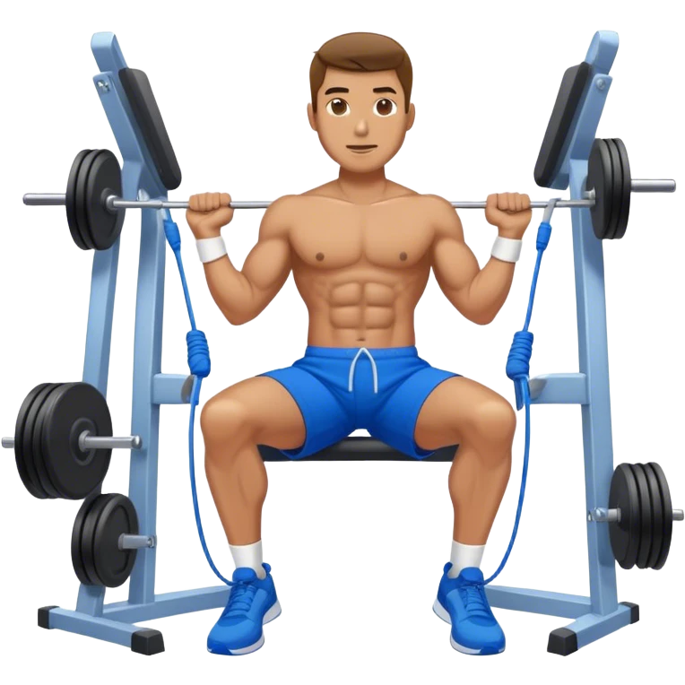 fit man with blue shorts using cable-machine emoji