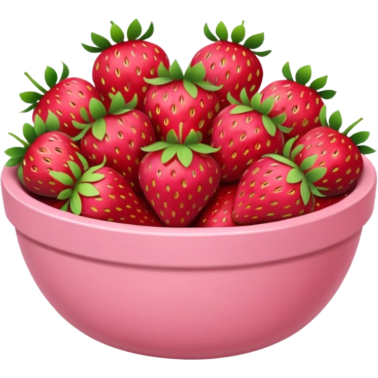 large fancy pastel pink bowl of strawberries emoji