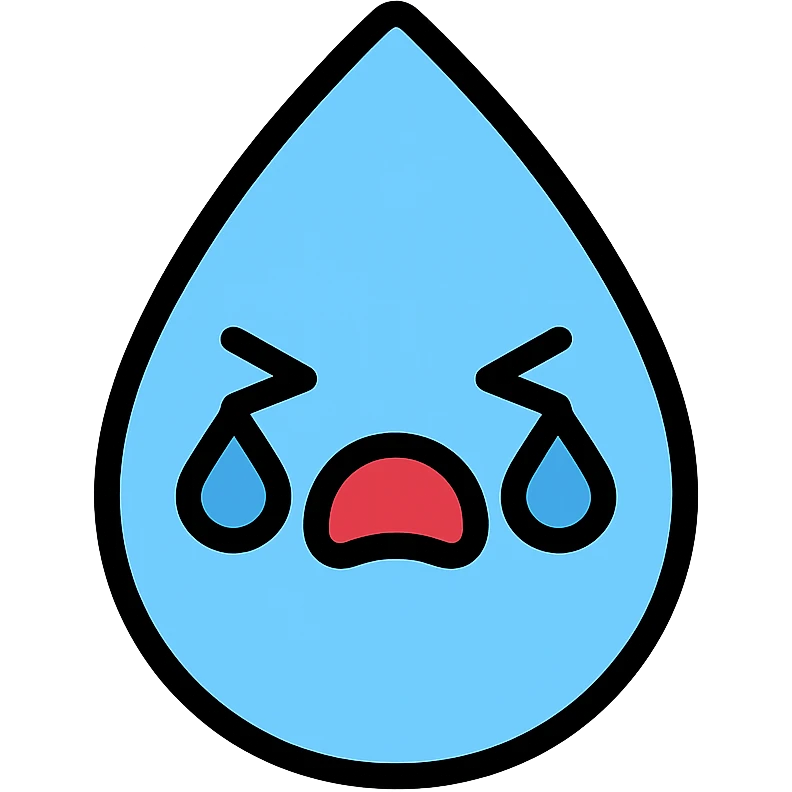 colored icon of a water droplet crying emoji