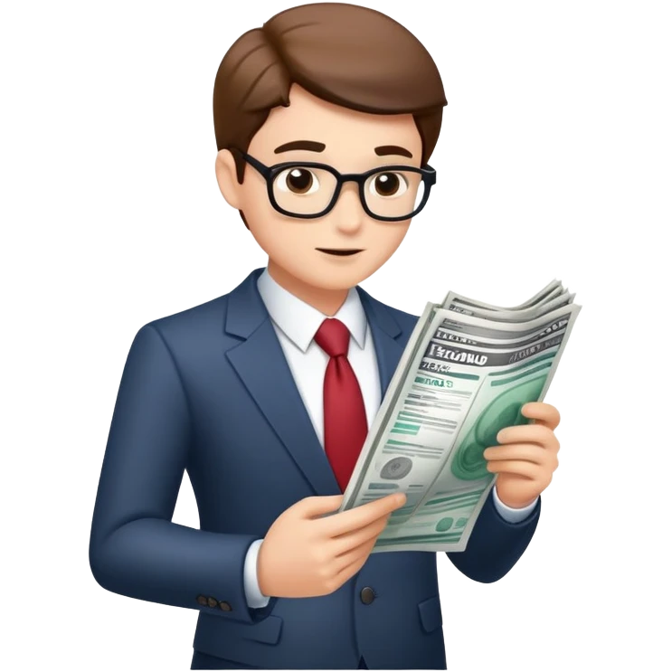 Business person reading financial news emoji