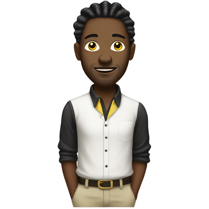 Black guy with Black and yellow dreads with a white shirt emoji