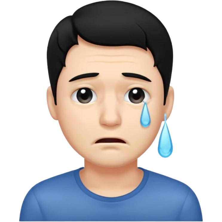 man crying with black hair emoji