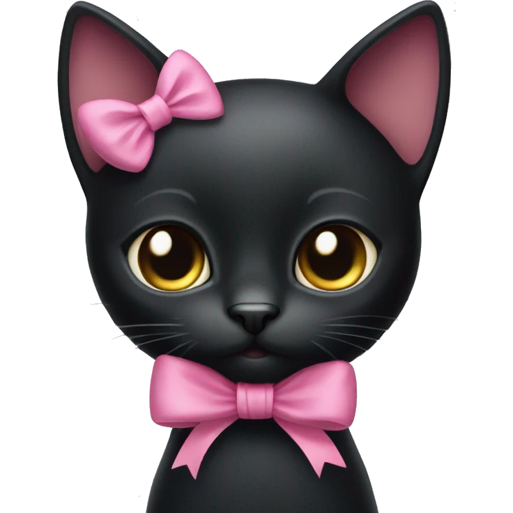 Black cat with pink bow on its head emoji
