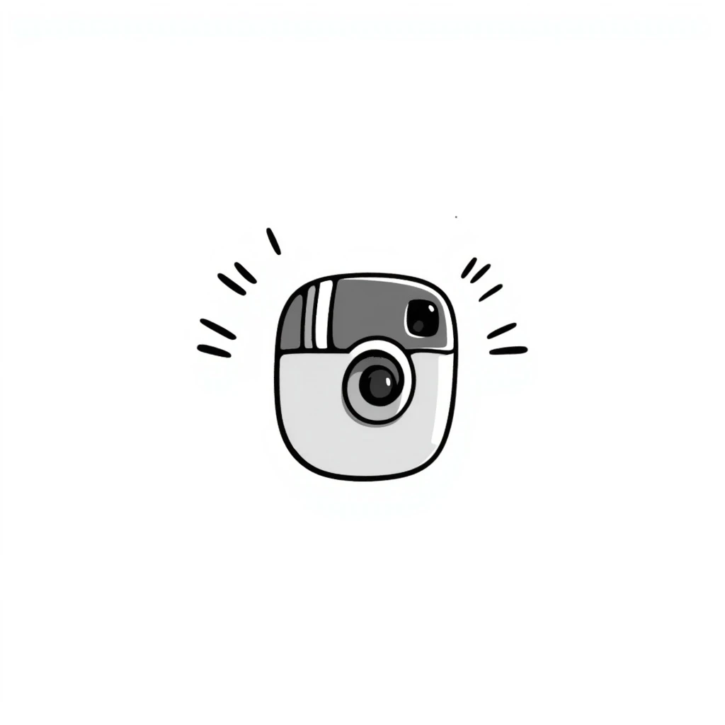 instagram logo, hand drawn doodle style emoji