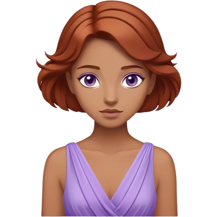 In Disney’s Hercules (1997), Megara is a witty and independent woman with long auburn hair, purple eyes, and a lavender Grecian-style dress emoji