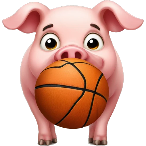 Pig who loves a basketball emoji