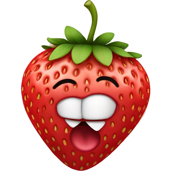 strawberry making a kissing face emoji