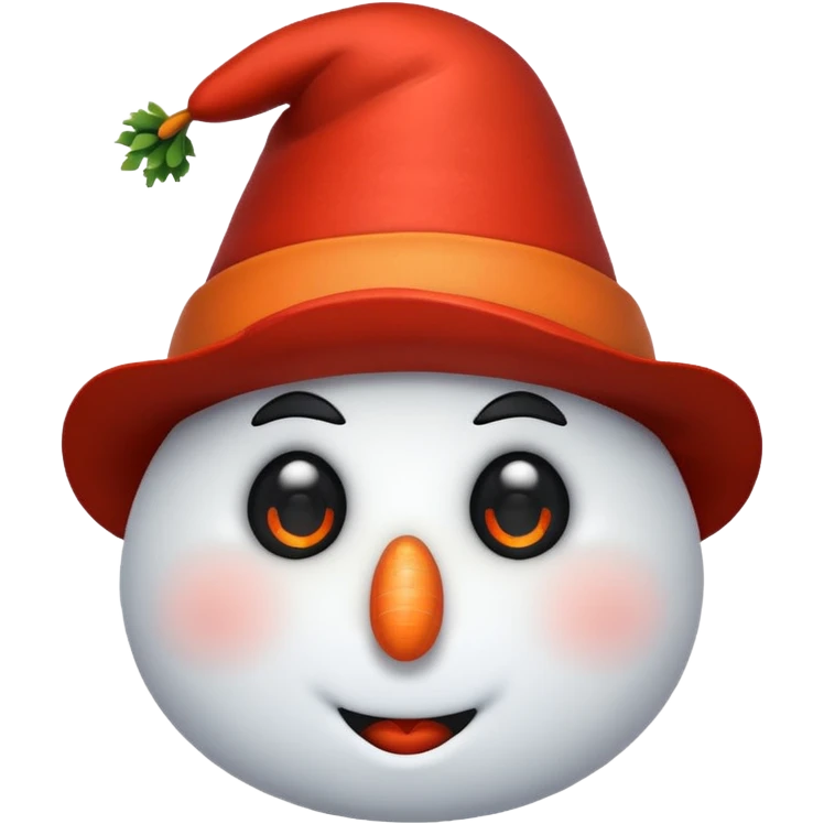 snowman head with red hat and carrot nose emoji