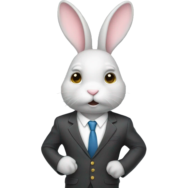 bunny with suit and stopwatch emoji