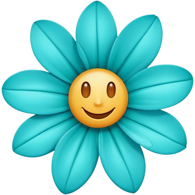 Happy faced turquoise flower  emoji