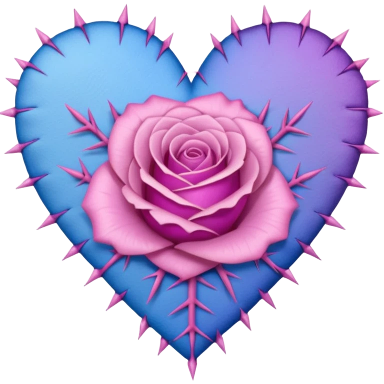 Stitched soft rose-thorny barb-wired patched up pastel pink-violet-blue-gradients heart emoji
