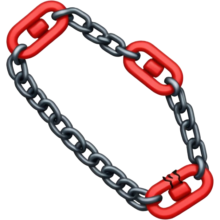 iOS sticker, broken chain, black links, red break, minimal emoji