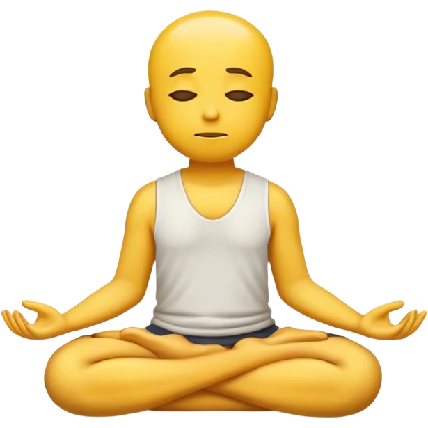 classic yellow emoji meditating, peaceful expression, sitting cross-legged emoji