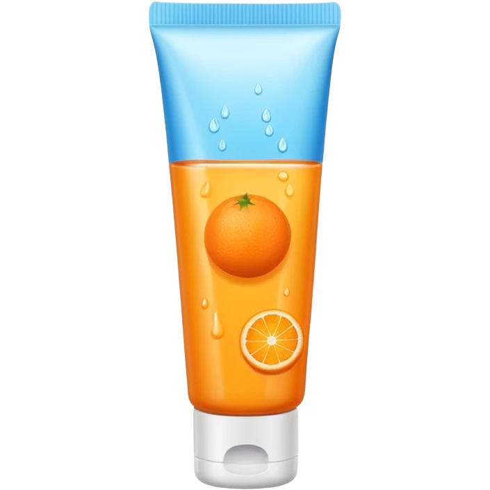 a skincare tube with an orange-toned liquid inside of it emoji