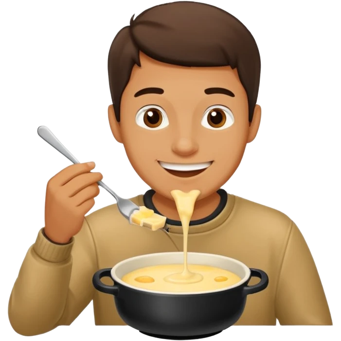 man almost eating cheese fondue emoji