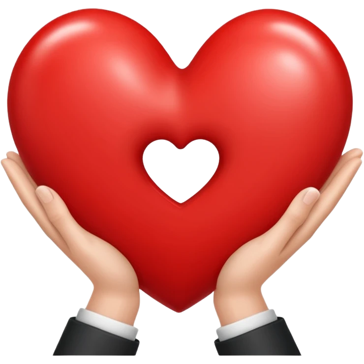Red heart with two white hands emoji
