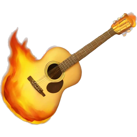 beige acoustic guitar on fire emoji