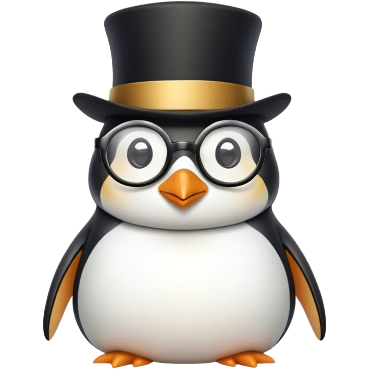 penguin with top hat and glasses emoji