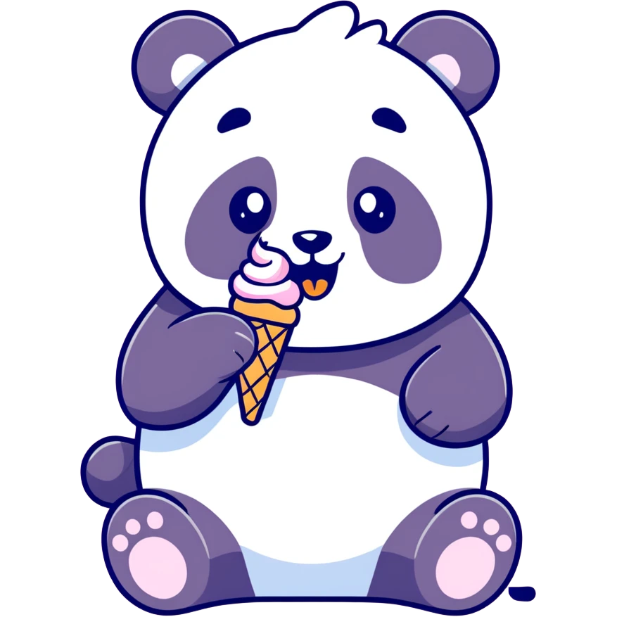Panda eating ice cream emoji