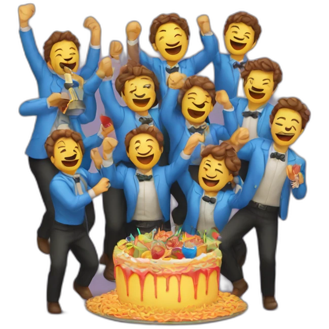 Conjunto de amigos celebrando una fiesta emoji