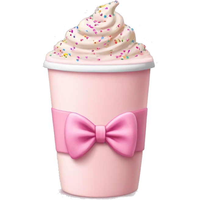 Light pink latte with sprinkles tied with a bow emoji