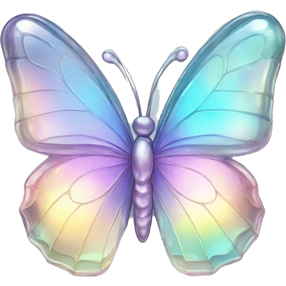 Sparkly glossy Pastel iridescent glass crystal butterfly emoji