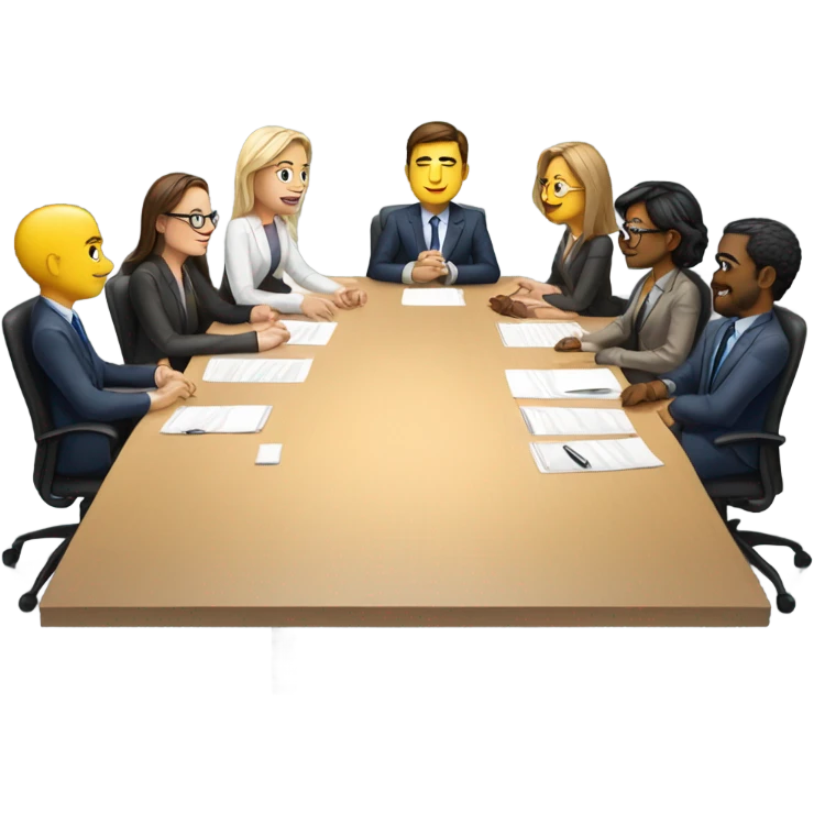 5 people business meeting sitting at a table emoji
