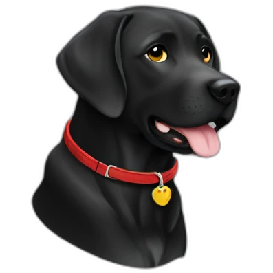 Labrador noir collier rouge emoji
