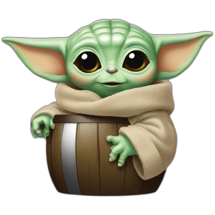 baby yoda tomando cerveza emoji