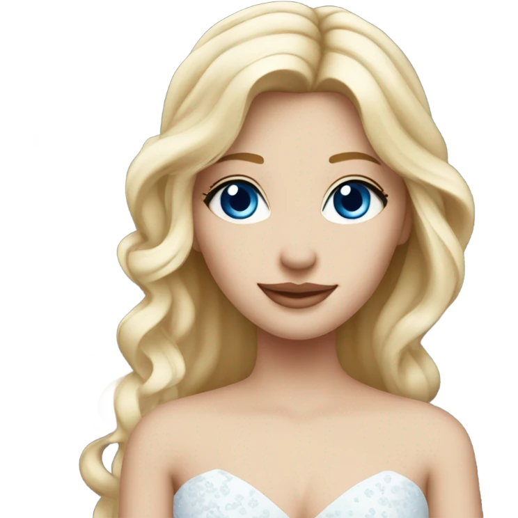 Beautiful blond girl with blue eyes and sakura pink wedding dress emoji