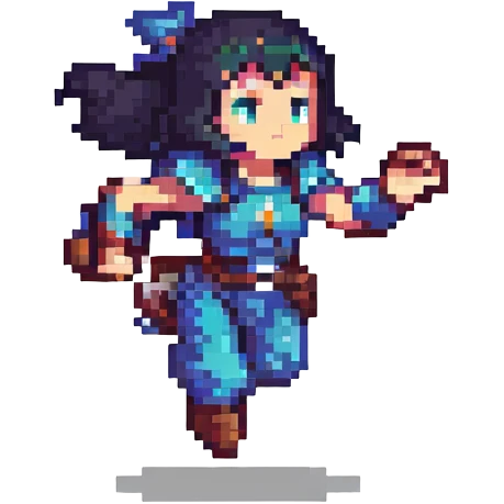 Aether from Genshin Impact in pixel art style, action pose emoji
