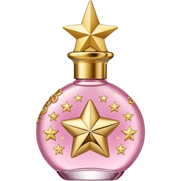 Create small pink perfume and Sol de janeiro inscriptions and small stars emoji