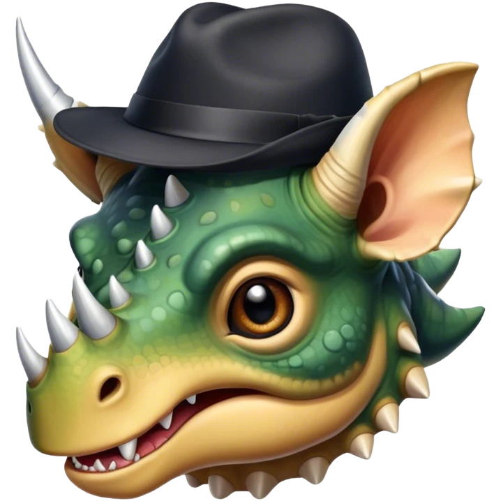 triceratops face with a dark office hat emoji