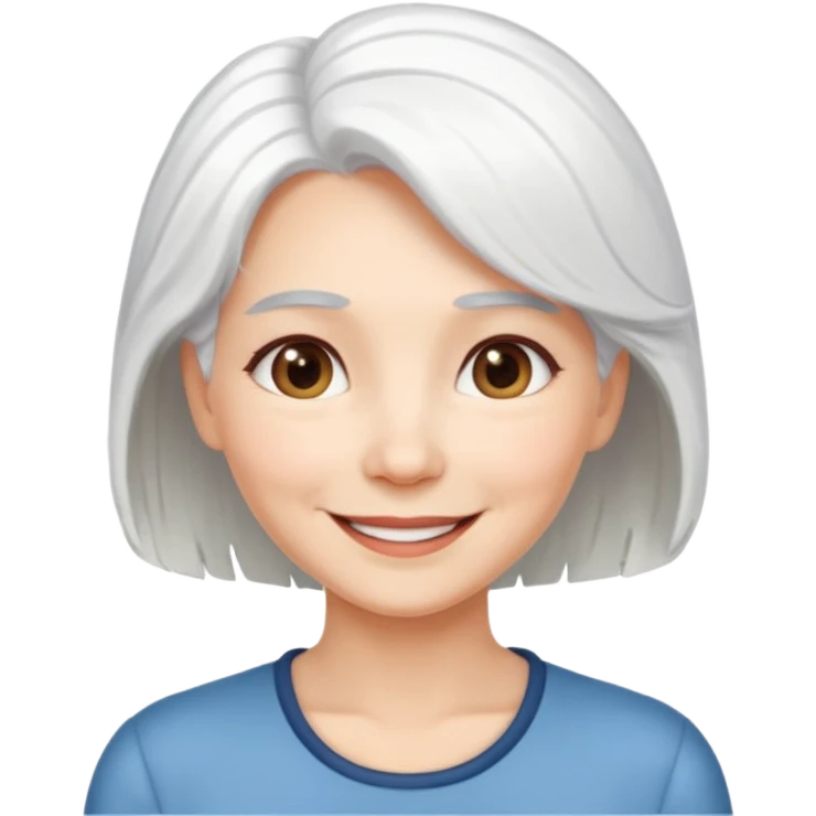 pure white hair, cute mature girl emoji