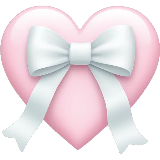 Pastel pink heart with white bow emoji