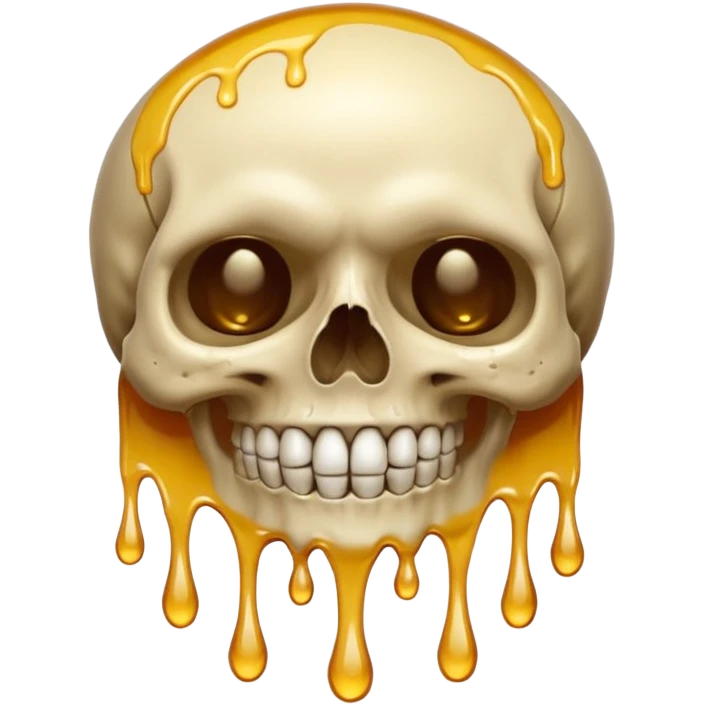 Skull smiling with singular massive sweat drip emoji